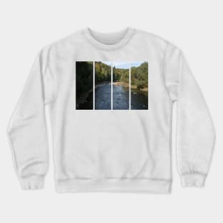 View from the bridge on the Sola river in Wegierska Gorka (Bulwar). Autumn sunny day. Crewneck Sweatshirt